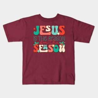 Jesus Is The Reason For The Season Christian Santa Christmas Kids T-Shirt